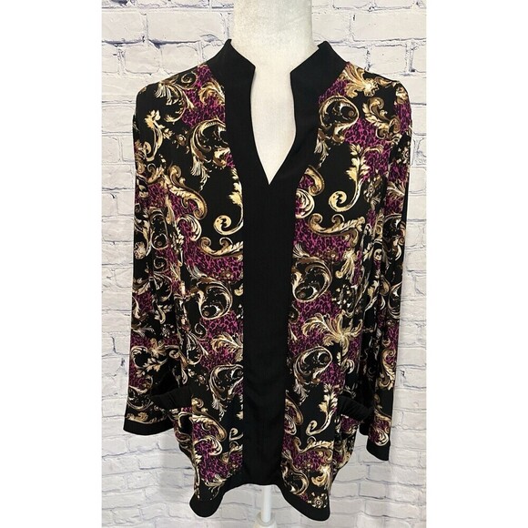 Simonton Says XL George Simonton Notched Neck Stretch Paisley Tunic Women's Top - Picture 1 of 6